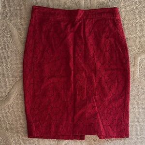J.Crew Red Lace Pencil Skirt